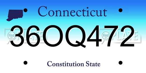 36OQ472 Connecticut License Plate