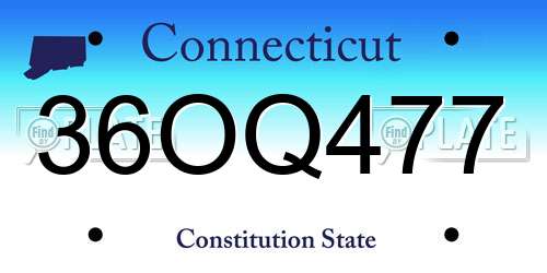 36OQ477 Connecticut License Plate