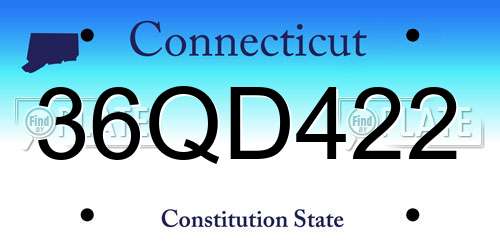 36QD422 Connecticut License Plate