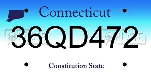 36QD472 Connecticut License Plate