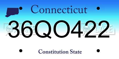 36QO422 Connecticut License Plate