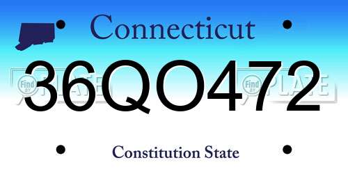 36QO472 Connecticut License Plate