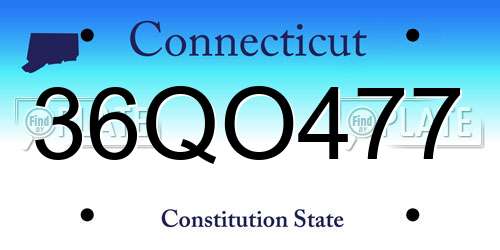 36QO477 Connecticut License Plate