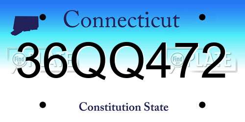 36QQ472 Connecticut License Plate