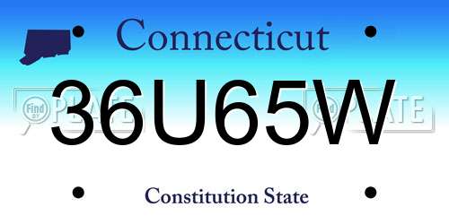 36U65W Connecticut License Plate
