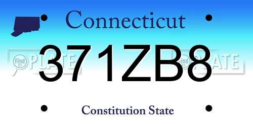 371ZB8 Connecticut License Plate
