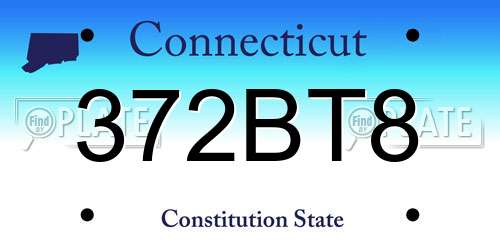 372BT8 Connecticut License Plate