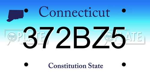 372BZ5 Connecticut License Plate