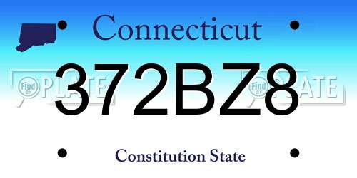 372BZ8 Connecticut License Plate