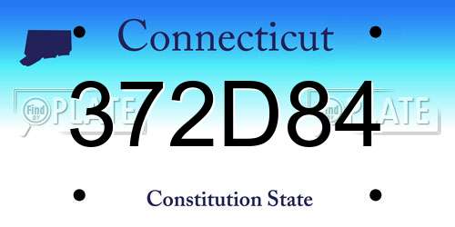 372D84 Connecticut License Plate
