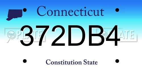 372DB4 Connecticut License Plate