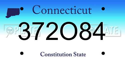 372O84 Connecticut License Plate