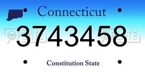 3743458 Connecticut License Plate