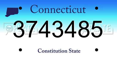 3743485 Connecticut License Plate