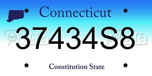 37434S8 Connecticut License Plate