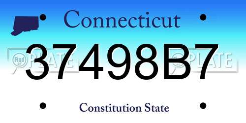 37498B7 Connecticut License Plate