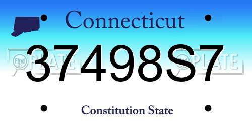 37498S7 Connecticut License Plate