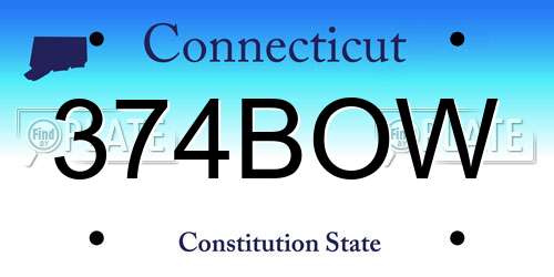 374BOW Connecticut License Plate