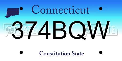 374BQW Connecticut License Plate