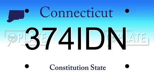 374IDN Connecticut License Plate