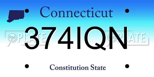 374IQN Connecticut License Plate