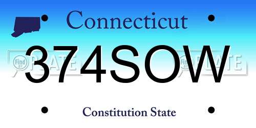 374SOW Connecticut License Plate