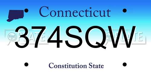 374SQW Connecticut License Plate