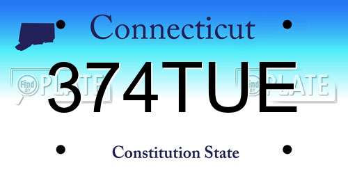 374TUE Connecticut License Plate
