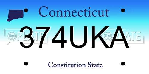 374UKA Connecticut License Plate