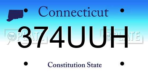 374UUH Connecticut License Plate