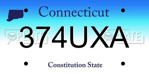 374UXA Connecticut License Plate