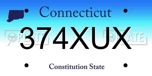 374XUX Connecticut License Plate