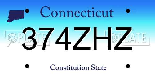 374ZHZ Connecticut License Plate