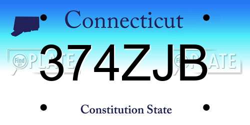374ZJB Connecticut License Plate