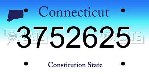 3752625 Connecticut License Plate
