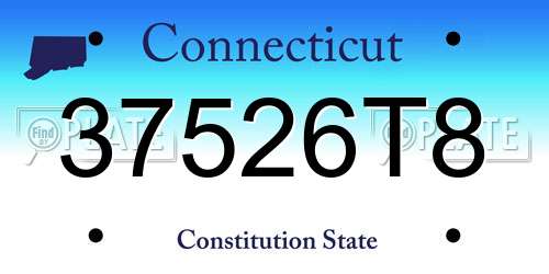 37526T8 Connecticut License Plate
