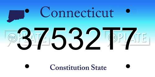 37532T7 Connecticut License Plate