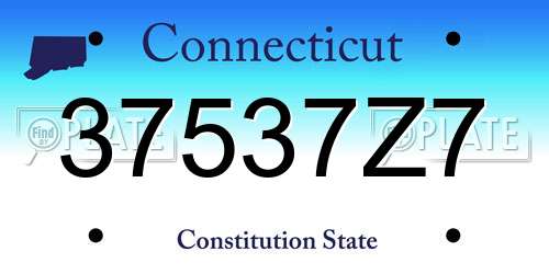 37537Z7 Connecticut License Plate