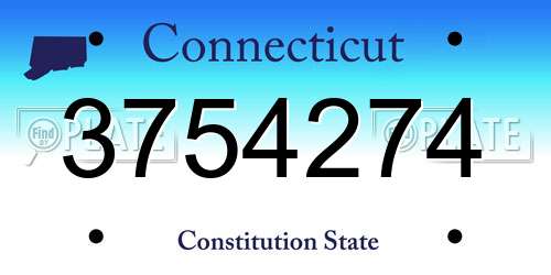 3754274 Connecticut License Plate