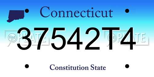 37542T4 Connecticut License Plate