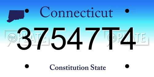 37547T4 Connecticut License Plate