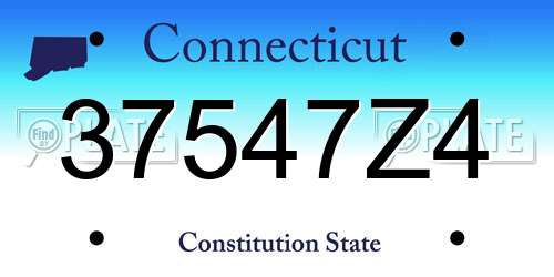 37547Z4 Connecticut License Plate