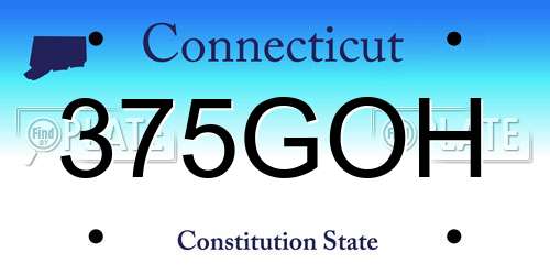 375GOH Connecticut License Plate