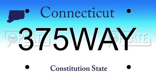 375WAY Connecticut License Plate