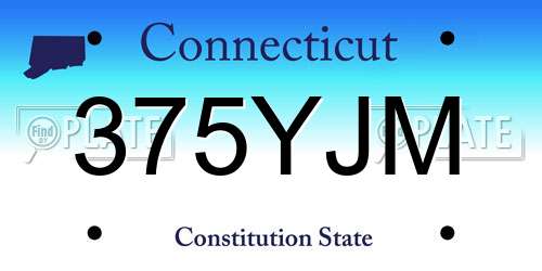 375YJM Connecticut License Plate