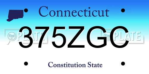 375ZGC Connecticut License Plate