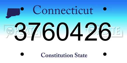 3760426 Connecticut License Plate