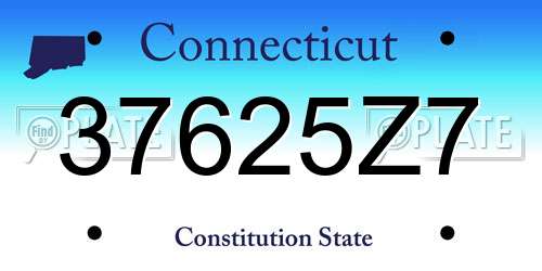 37625Z7 Connecticut License Plate