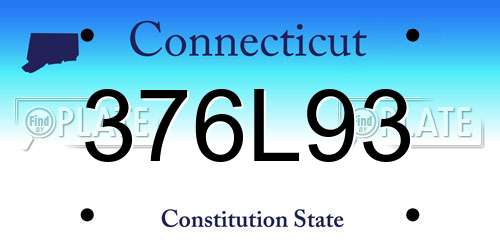 376L93 Connecticut License Plate