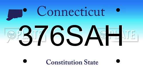 376SAH Connecticut License Plate